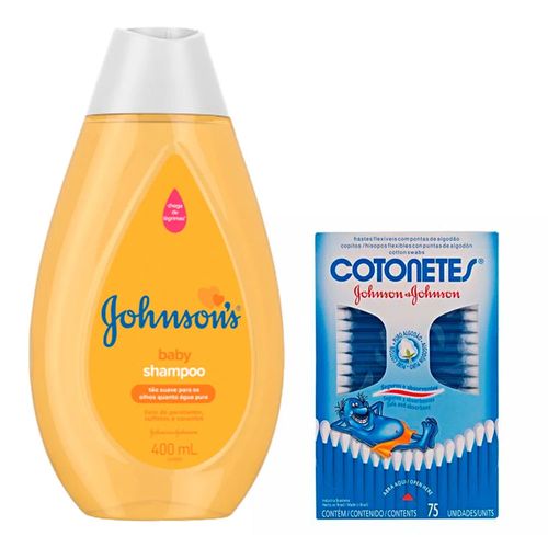 Kit Shampoo Johnson's Baby 400ml + Cotonetes 75 Unidades