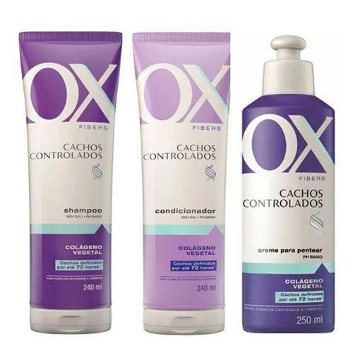 Kit OX Shampoo + Condicionador + Creme de Pentear Fibers Cachos Controlados Kit OX Shampoo + Condicionador + Creme de Pentear Fibers Cachos Controlados