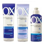 Kit OX Shampoo + Condicionador + Creme de Pentear Proteins Reconstrução Profunda