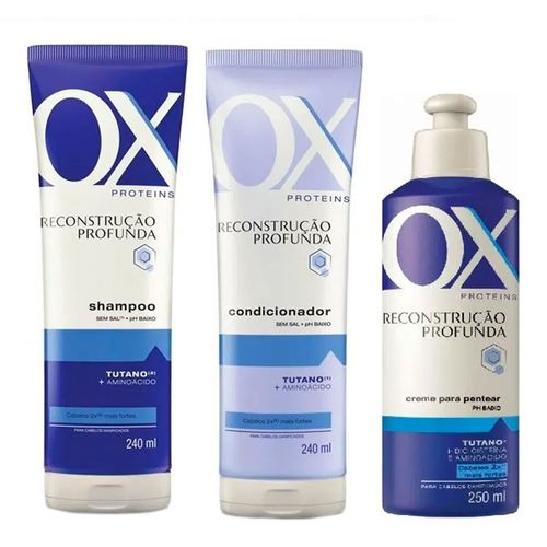 Kit OX Shampoo + Condicionador + Creme de Pentear Proteins Reconstrução Profunda Kit OX Shampoo + Condicionador + Creme de Pentear Proteins Reconstrução Profunda