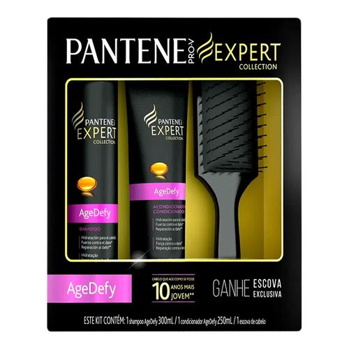 Kit Pantene AgeDefy Shampoo 300ml + Condicionador 250ml Grátis Escova de Pentear Kit Pantene AgeDefy Shampoo 300ml + Condicionador 250ml Grátis Escova de Pentear