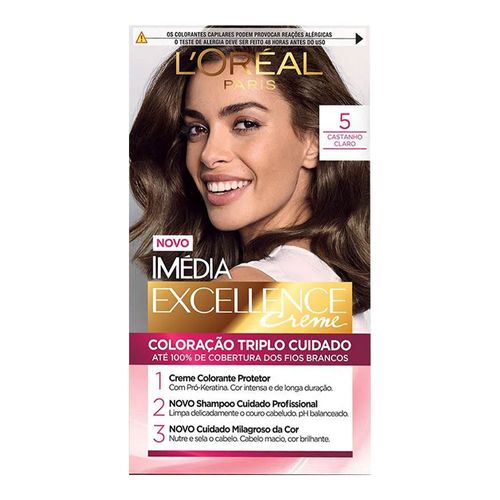 Tintura Permanente L'oréal Paris Imédia Excellence 5.0 Castanho Claro Tintura Permanente L'oréal Paris Imédia Excellence 5.0 Castanho Claro