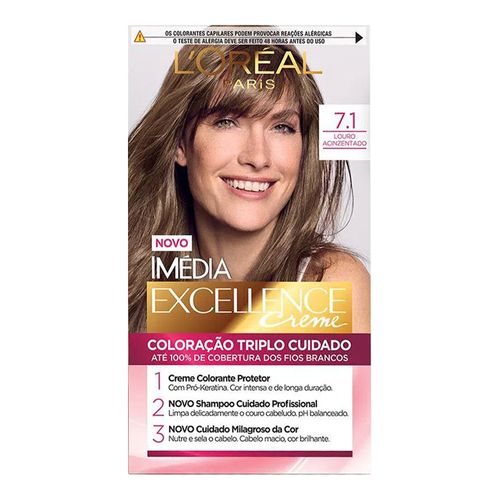 Tintura Permanente L'oréal Paris Imédia Excellence 7.1 Louro Acinzentado Tintura Permanente L'oréal Paris Imédia Excellence 7.1 Louro Acinzentado