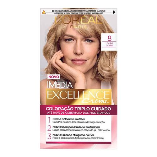 Tintura Permanente L'oréal Paris Imédia Excellence 8.0 Louro Claro