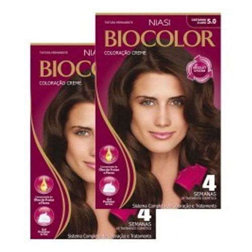 Tintura Biocolor Castanho Claro 5.0 com 2 unidades Tintura Biocolor Castanho Claro 5.0 com 2 unidades
