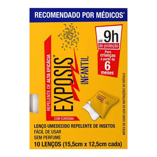 Repelente Infantil Exposis Lenço Umedecido 10 Unidades