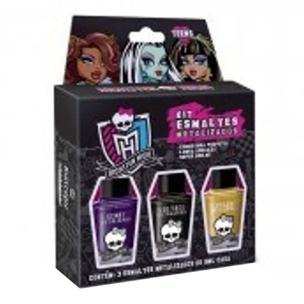 Kit Esmaltes Monster High Cremosos + Gliter C/3 - Drogaria Sao Paulo