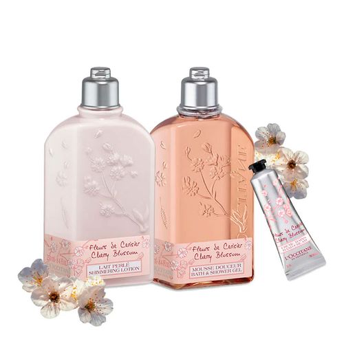 Kit Loccitane Cherry Blossom Sabonete Líquido + Loção + Creme para Mãos Kit Loccitane Cherry Blossom Sabonete Líquido + Loção + Creme para Mãos