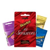 Kit Sensações Blowtex: 3 Preservativos Action + 3 Preservativos Prazer Prolongado + 1 Anel Vibrador