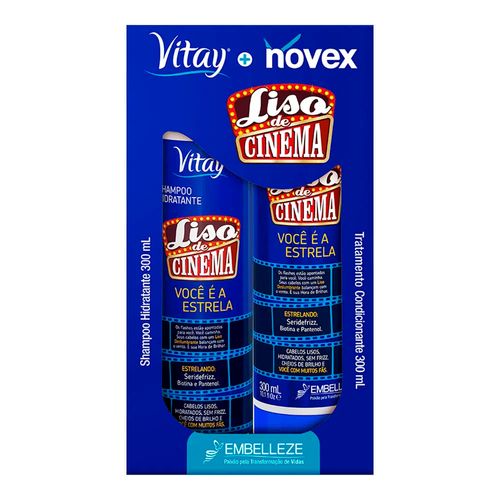 Kit Novex Liso De Cinema Shampoo 300ml + Tratamento Condicionante 300ml
