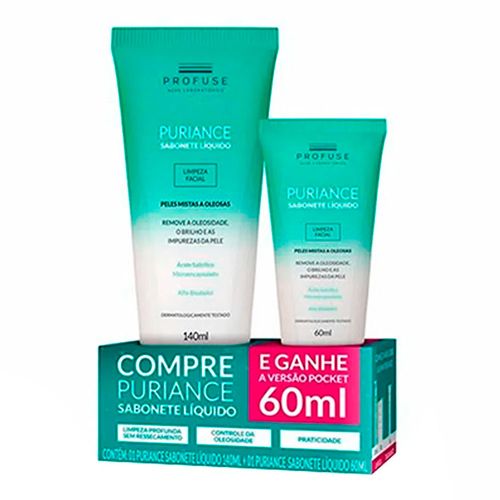 Kit Profuse Puriance Sabonete Líquido Facial Peles Mistas e Oleosas 140ml + 60ml Kit Profuse Puriance Sabonete Líquido Facial Peles Mistas e Oleosas 140ml + 60ml