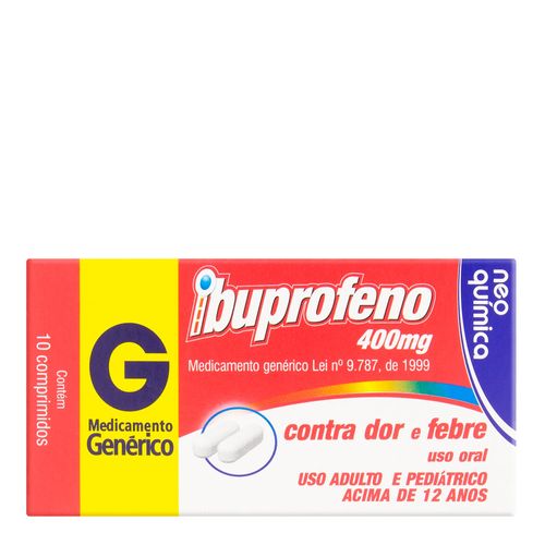 Analgésico, Anti-Inflamatório E Antitérmico Ibuprofeno 400Mg Genérico Neo Química 10 Comprimidos