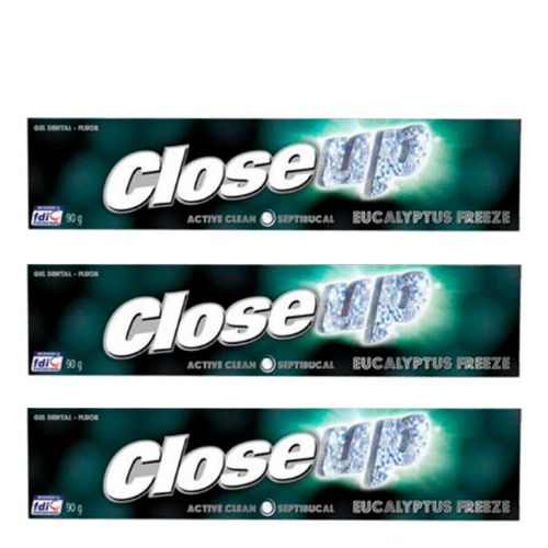 Gel Dental Close-Up Eucaliptus Mint Freeze 90g 3 Unidades