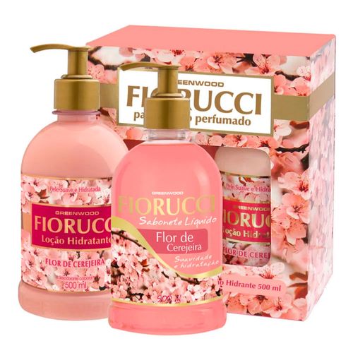 Kit Banho Fiorucci Flor de Cerejeira Sabonete Líquido 500ml + Loção Hidratante 500ml Kit Banho Fiorucci Flor de Cerejeira Sabonete Líquido 500ml + Loção Hidratante 500ml
