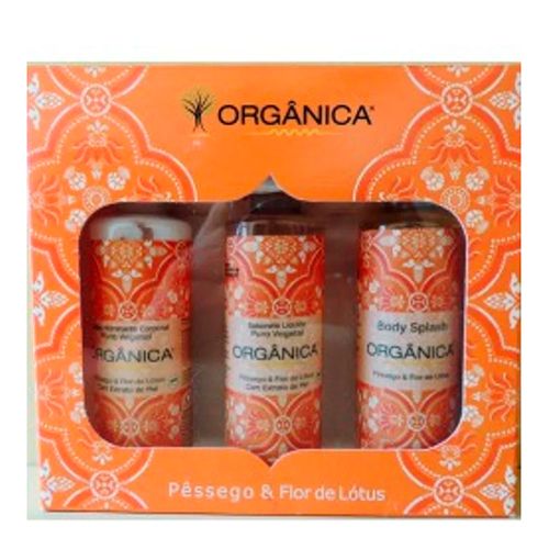 Kit Tri Set Orgânica Pêssego e Flor de Lótus Hidratante + Sabonete Líquido + Body Splash Kit Tri Set Orgânica Pêssego e Flor de Lótus Hidratante + Sabonete Líquido + Body Splash