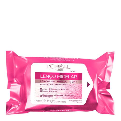 Lenço de Limpeza Facial 5 em 1 L'Oréal Micelar 25 Unidades Lenço de Limpeza Facial 5 em 1 L'Oréal Micelar 25 Unidades