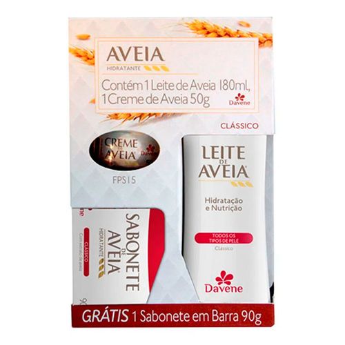 Kit Davene Sabonete em Barra Leite Aveia + Hidratante + Creme Kit Davene Sabonete em Barra Leite Aveia + Hidratante + Creme