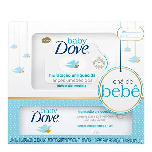 Kit Dove Baby Hidratação Enriquecida Lenço Umedecido + Creme Contra Assadura 90g