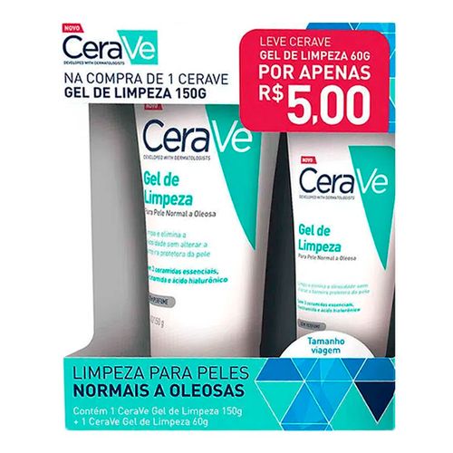 Kit Gel de Limpeza CeraVe Pele Normal a Oleosa 150g + 60g Kit Gel de Limpeza CeraVe Pele Normal a Oleosa 150g + 60g