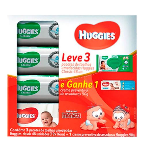 Kit Huggies Lenço Umedecido 3 Unidades Ganhe Creme Preventivo de Assaduras 90g Kit Huggies Lenço Umedecido 3 Unidades Ganhe Creme Preventivo de Assaduras 90g