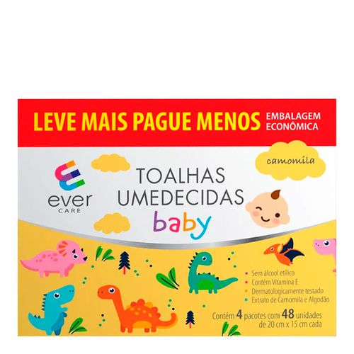 Kit-Lenco-Umedecido-Ever-Care-Baby-Camomila-4-Pacotes-com-48-Unidades Kit-Lenco-Umedecido-Ever-Care-Baby-Camomila-4-Pacotes-com-48-Unidades