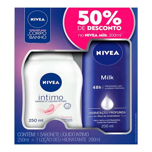 Kit Nivea Sabonete Líquido Íntimo Suave 250ml + Loção Hidratante Milk 200ml