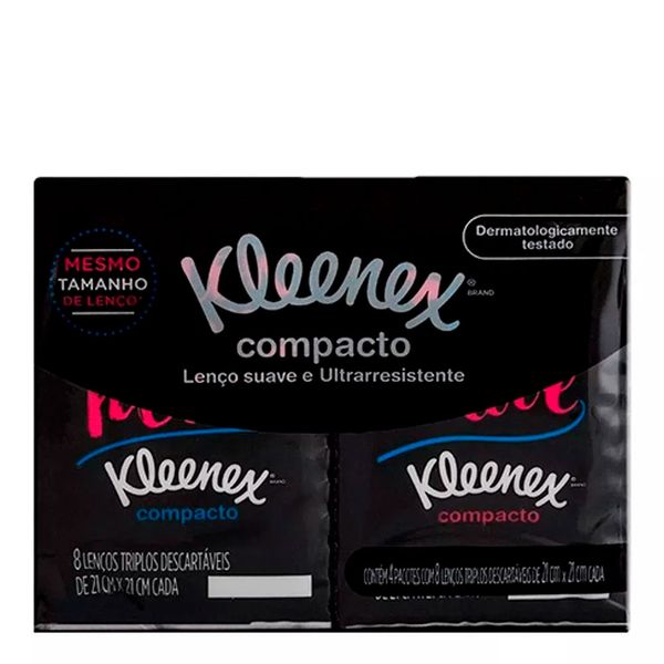 Lenço de Bolso Kleenex Compacto 4 pacotes