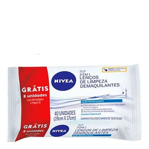Lenço De Limpeza e Demaquilante 3 Em 1 Nivea 40 Unidades Lenço De Limpeza e Demaquilante 3 Em 1 Nivea 40 Unidades