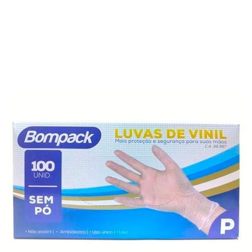 Luva De Vinil Bompack Sem Pó Tamanho P 100 Unidades Luva De Vinil Bompack Sem Pó Tamanho P 100 Unidades