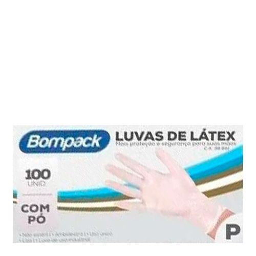 Luva Látex Bompack Branca Com Pó Tamanho P 100 Unidades Luva Látex Bompack Branca Com Pó Tamanho P 100 Unidades