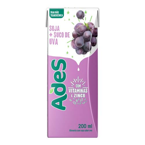 Bebida com Soja Ades sabor Uva 200ml Bebida com Soja Ades sabor Uva 200ml