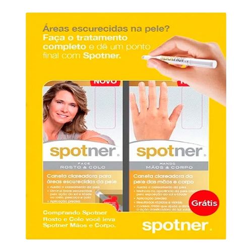 Caneta Clareadora Spotner Rosto 2ml + Grátis Spotner Mãos 2ml Caneta Clareadora Spotner Rosto 2ml + Grátis Spotner Mãos 2ml