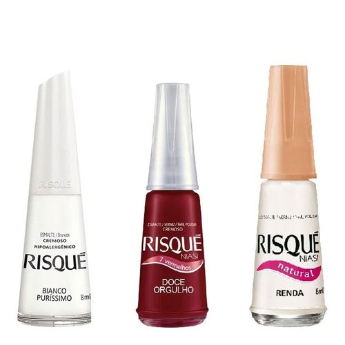 Esmalte Risqué Bianco Puríssimo, Renda E Doce Orgulho Leve Esmalte Risqué Bianco Puríssimo, Renda E Doce Orgulho Leve