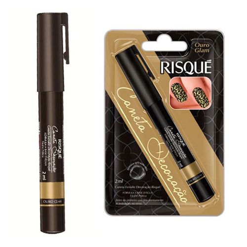 Esmalte Risqué Caneta Decorativa Ouro Glam 2ml