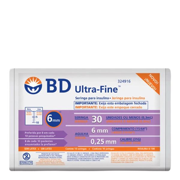 Seringa Insulina BD 0 3ml 6x025 10 Unidades