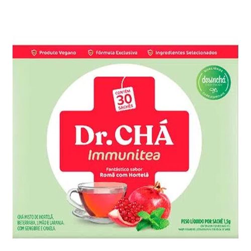 Chá Dr. Chá Immunitea Romã com Hortelã 30 Sachês Chá Dr. Chá Immunitea Romã com Hortelã 30 Sachês