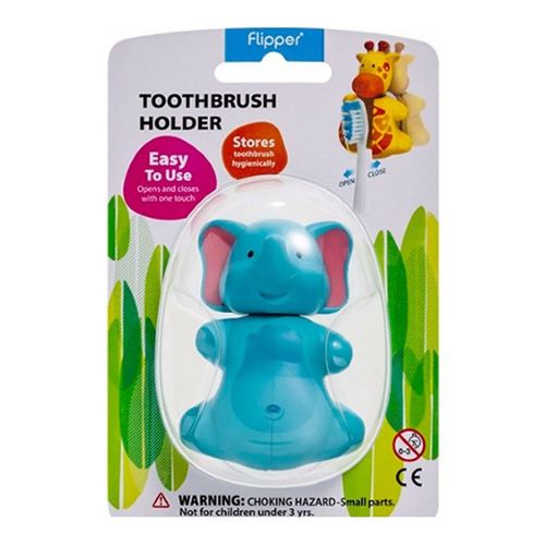 Suporte Protetor para Escova Dental Infantil Flipper Elefante