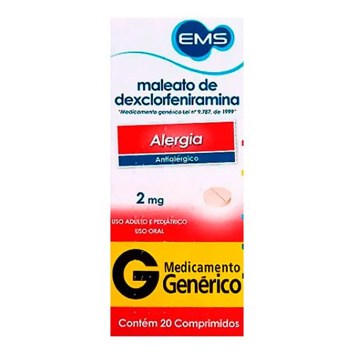 Maleato Dexclorfeniramina Gotas 2,0mg/ml Genérico EMS 20ml Maleato Dexclorfeniramina Gotas 2,0mg/ml Genérico EMS 20ml