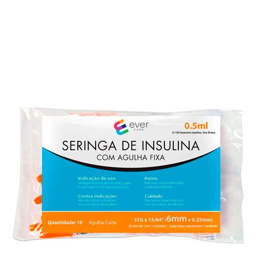 Seringa-de-Insulina-Ever-Care-05ml-6mm-10-Unidades Seringa-de-Insulina-Ever-Care-05ml-6mm-10-Unidades