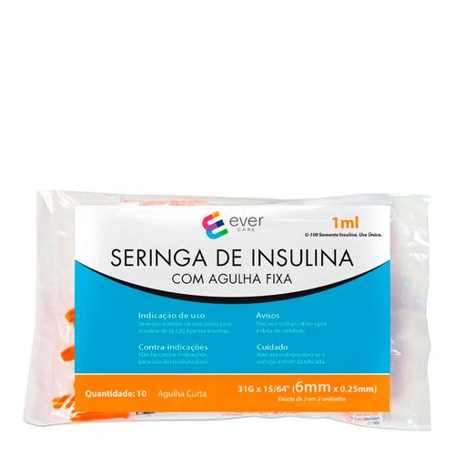 Seringa-de-Insulina-Ever-Care-1ml-6mm-10-Unidades Seringa-de-Insulina-Ever-Care-1ml-6mm-10-Unidades