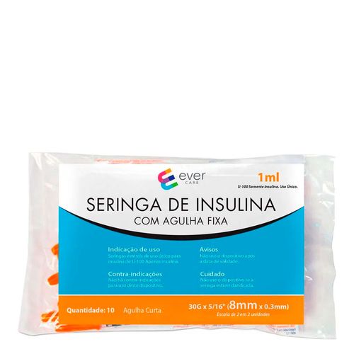 Seringa-de-Insulina-Ever-Care-1ml-8mm-10-Unidades Seringa-de-Insulina-Ever-Care-1ml-8mm-10-Unidades
