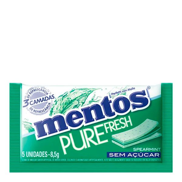 Chiclete Mentos Pure Fresh 3 Camadas Spearmint 8,5g
