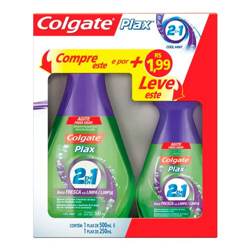 Enxaguante Bucal Plax 2x1 Cool Mint 500ml + 250ml Enxaguante Bucal Plax 2x1 Cool Mint 500ml + 250ml