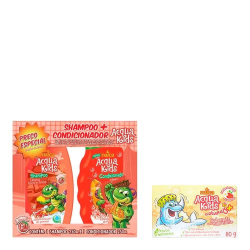 Kit Shampoo + Condicionador Acqua Kids Lisos 250ml + Sabonete 80g Kit Shampoo + Condicionador Acqua Kids Lisos 250ml + Sabonete 80g