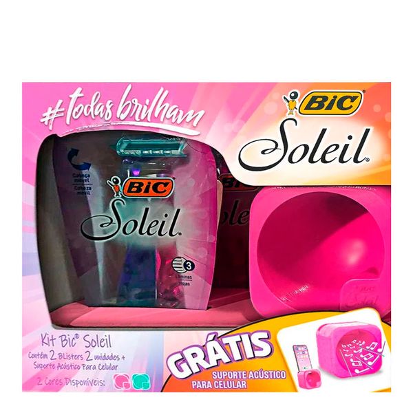 Kit Depiladores Bic Soleil 4 Unidades + Suporte Acústico Para Celular
