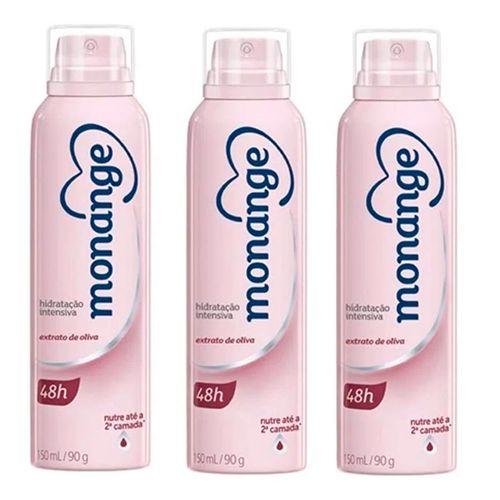 Kit Desodorante Aerosol Monange Extrado de Oliva 3 Unidades Kit Desodorante Aerosol Monange Extrado de Oliva 3 Unidades