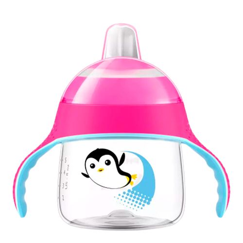 Copo Pinguim Rosa Avent Bico Silicone 200ml