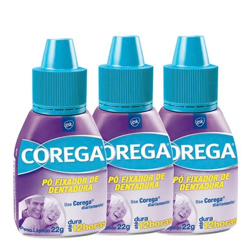 Corega Pó Fixador 12 Horas 3 Unidades