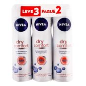 Kit Desodorante Aerosol Nivea Dry Comfort Feminino 3 Unidades