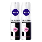 Kit Desodorante Aerosol Nivea Invisible Black & White Feminino 150g 2 Unidades